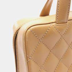Pre Owned Chanel Wild Stitch Beige Leather Tote Bag