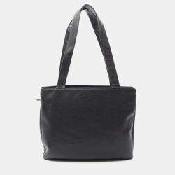 Chanel Coco Mark Tote Shoulder Bag Calfskin Leather Black