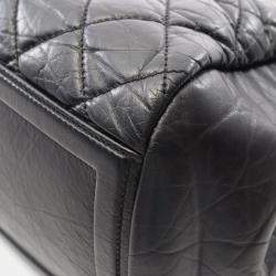 Pre Owned Chanel Classic Black Leather Bowling Bag