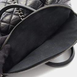 Pre Owned Chanel Classic Black Leather Bowling Bag