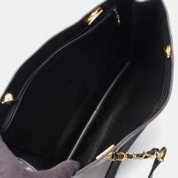 Chanel Coco Mark Chain Shoulder Tote Bag Calfskin Black Ghw Cc