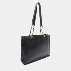 Chanel Coco Mark Chain Shoulder Tote Bag Calfskin Black Ghw Cc
