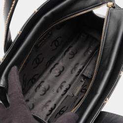 Pre Owned Chanel Wild Stitch Black Leather Tote Bag