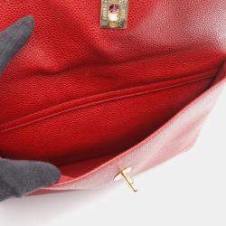 Pre Owned Chanel CC Red Leather Chain Shoulder Bag