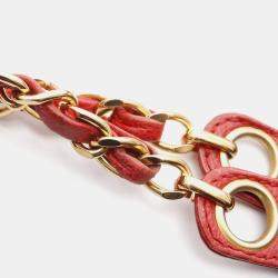 Pre Owned Chanel CC Red Leather Chain Shoulder Bag