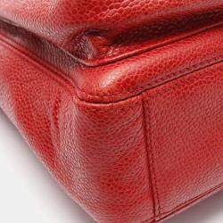 Pre Owned Chanel CC Red Leather Chain Shoulder Bag