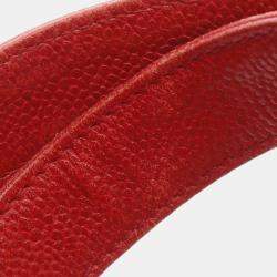 Pre Owned Chanel CC Red Leather Chain Shoulder Bag