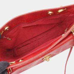 Pre Owned Chanel CC Red Leather Chain Shoulder Bag
