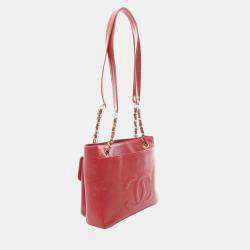 Pre Owned Chanel CC Red Leather Chain Shoulder Bag