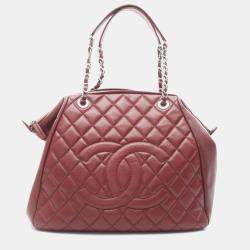 Chanel Coco Mark Tote Bag Calfskin Leather Red Shw