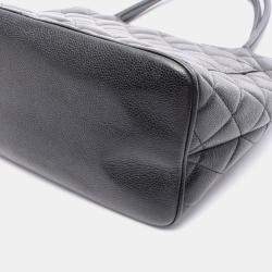 Pre Owned Chanel Medallion Black Leather Tote Bag