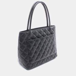 Pre Owned Chanel Medallion Black Leather Tote Bag