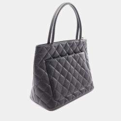 Pre Owned Chanel Medallion Black Leather Tote Bag