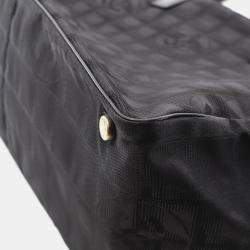 Chanel New Travel Line Mm Tote Bag Leather Nylon Canvas Black Ghw