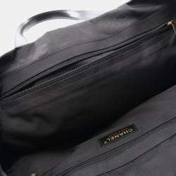 Chanel New Travel Line Mm Tote Bag Leather Nylon Canvas Black Ghw