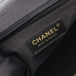 Chanel New Travel Line Mm Tote Bag Leather Nylon Canvas Black Ghw