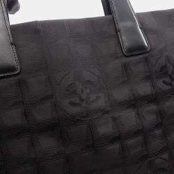 Chanel New Travel Line Mm Tote Shoulder Bag  Leather Nylon Canvas Bk Ghw