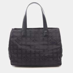 Chanel New Travel Line Mm Tote Shoulder Bag  Leather Nylon Canvas Bk Ghw