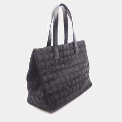 Chanel New Travel Line Mm Tote Shoulder Bag  Leather Nylon Canvas Bk Ghw
