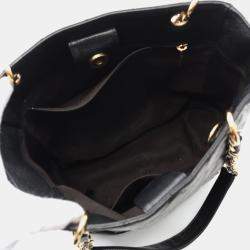 Pre Owned Chanel PST Black Leather Chain Tote Bag