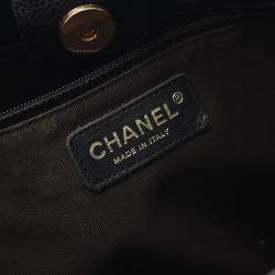 Pre Owned Chanel PST Black Leather Chain Tote Bag