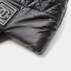 Pre Owned Chanel Coco Cocoon Black Nylon Reversible Tote Bag