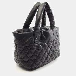 Pre Owned Chanel Coco Cocoon Black Nylon Reversible Tote Bag