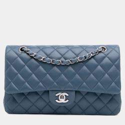 Chanel Blue Medium Classic Lambskin Double Flap
