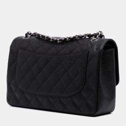 Pre Owned Chanel Black Jumbo Classic Caviar Double Flap