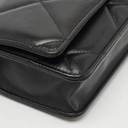 Pre Owned Chanel Black Quilted Leather 19 Flap Wallet on Chain