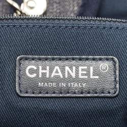 Pre Owned Chanel Navy Blue Denim Large Deauville Shopper Tote