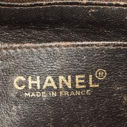 Pre Owned Chanel Dark Brown Quilted Caviar Leather Jumbo Vintage Classic Flap Bag