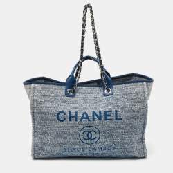 Chanel Blue Tweed Large Deauville Shopper Tote