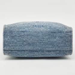 Pre Owned Chanel Blue Tweed Large Deauville Shopper Tote