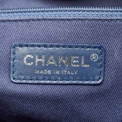 Pre Owned Chanel Blue Tweed Large Deauville Shopper Tote