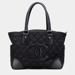 Chanel Black Paris New York Quilted Nylon Tote