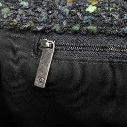 Pre Owned Chanel Black CC Tweed Flap Bag