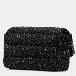 Pre Owned Chanel Black CC Tweed Flap Bag