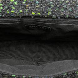 Pre Owned Chanel Black CC Tweed Flap Bag