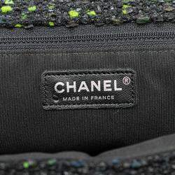 Pre Owned Chanel Black CC Tweed Flap Bag