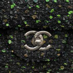 Pre Owned Chanel Black CC Tweed Flap Bag