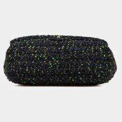 Pre Owned Chanel Black CC Tweed Flap Bag