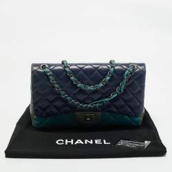 Pre Owned Chanel Tricolor Quilted Leather Jumbo Classic Double Flap Bag