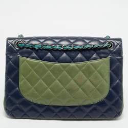 Pre Owned Chanel Tricolor Quilted Leather Jumbo Classic Double Flap Bag