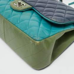 Pre Owned Chanel Tricolor Quilted Leather Jumbo Classic Double Flap Bag