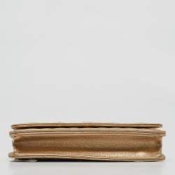 Pre Owned Chanel Gold Quilted Leather Wallet on Chain