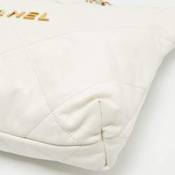 Pre Owned حقيبة هوبو شانيل جلد أبيض مبطن صغية 22 