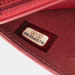 Pre Owned Chanel Red Quilted Caviar Boy Wallet on Chain