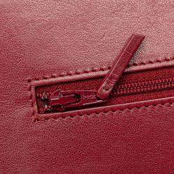 Pre Owned Chanel Red Quilted Caviar Boy Wallet on Chain