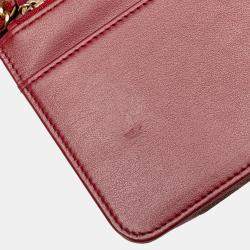 Pre Owned Chanel Red Quilted Caviar Boy Wallet on Chain